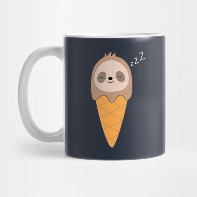 Kawaii Cute Sloth Ice Cream T-Shirt by happinessinatee